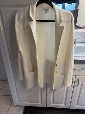 J. Crew Cream Open-Front Relaxed Blazer